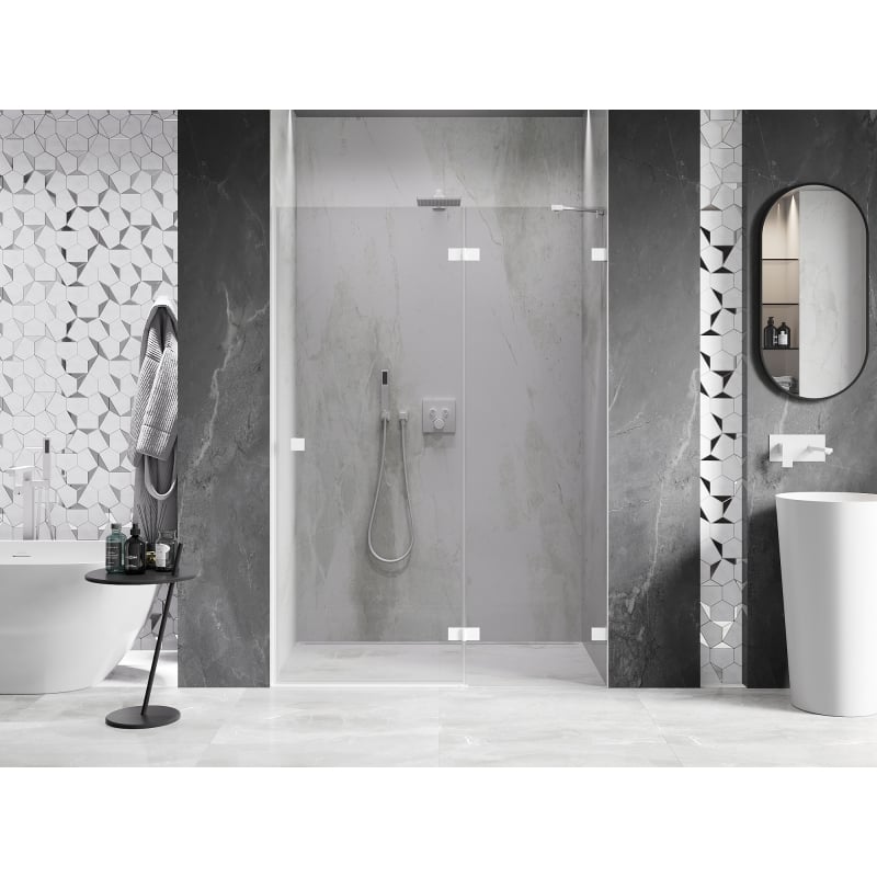 Mexen Lunar drzwi prysznicowe uchylne prawe 140 cm, transparent, białe - 834-140-000-20-00-P