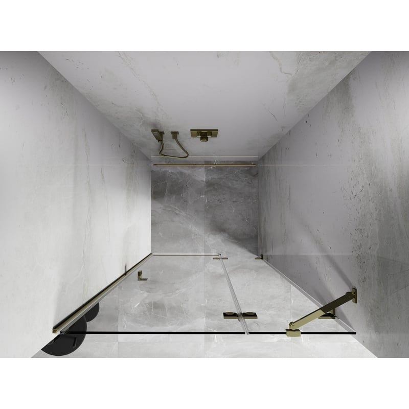 Mexen Lunar puerta de ducha abatible derecha 80 cm, transparente, dorado - 834-080-000-50-00-P