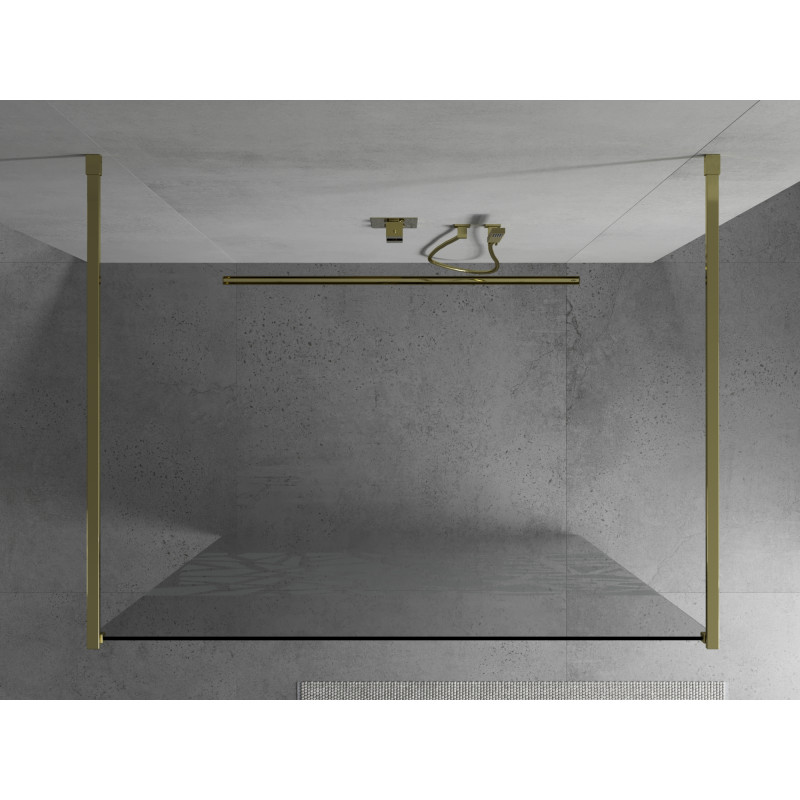 Mexen Kioto mampara de ducha independiente 110 x 200 cm, patrón blanco 8 mm, dorado - 800-110-002-50-85