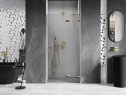 Mexen Lunar Duschflügeltür rechts 120 cm, transparent, gold - 834-120-000-50-00-P