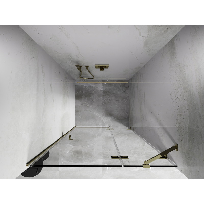 Mexen Lunar dušiuksed paremal avatavad, 125 cm, läbipaistvad, kuldsed - 834-125-000-50-00-P