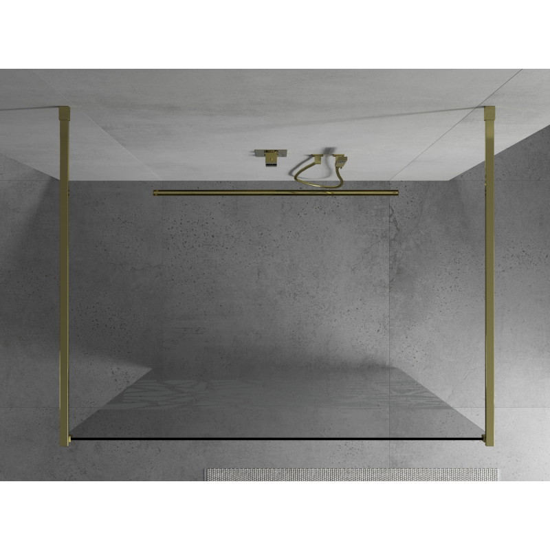 Mexen Kioto vabalt seisev dušisein 130 x 200 cm, valge muster 8 mm, kuldne - 800-130-002-50-85