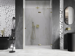 Mexen Lunar parema hinged duššiuks 130 cm, läbipaistev, kuldne - 834-130-000-50-00-P