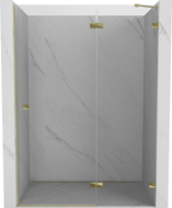 Mexen Lunar desna preklopna tuš vrata 140 cm, prozirna, zlatna - 834-140-000-50-00-P