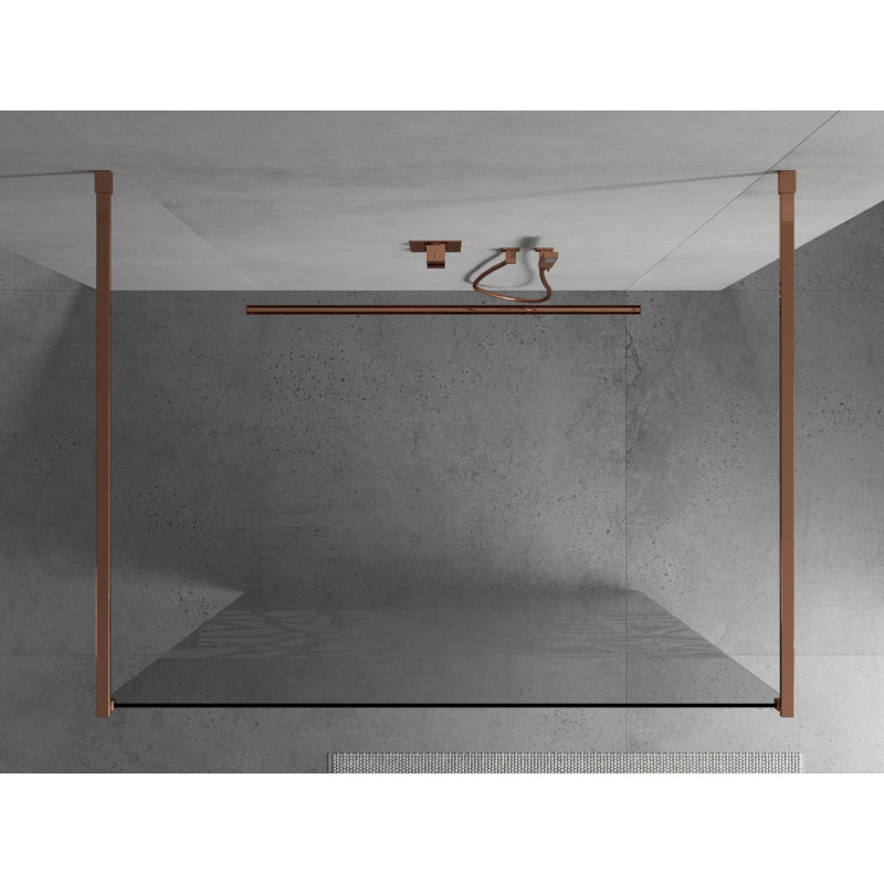 Mexen Kioto vrijstaande douchewand 100 x 200 cm, wit patroon 8 mm, rose goud - 800-100-002-60-85