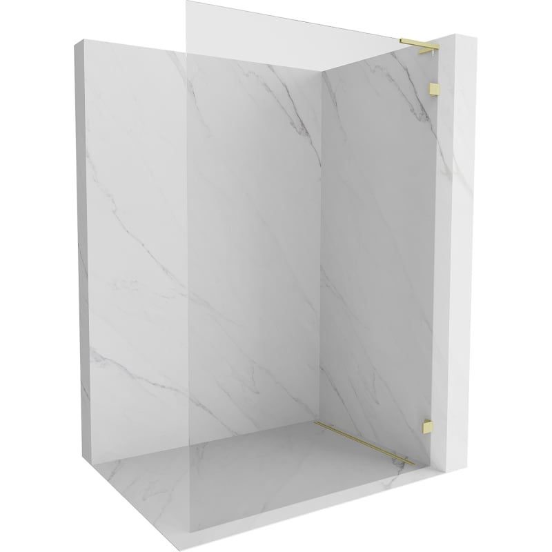 Mexen Lunar L parede de chuveiro Walk-in direita 50 x 200 cm, transparente 8 mm, ouro escovado - 830L-050-000-55-00-P