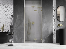 Mexen Lunar porte de douche pivotante droite 100 cm, transparent, or brossé - 834-100-000-55-00-P