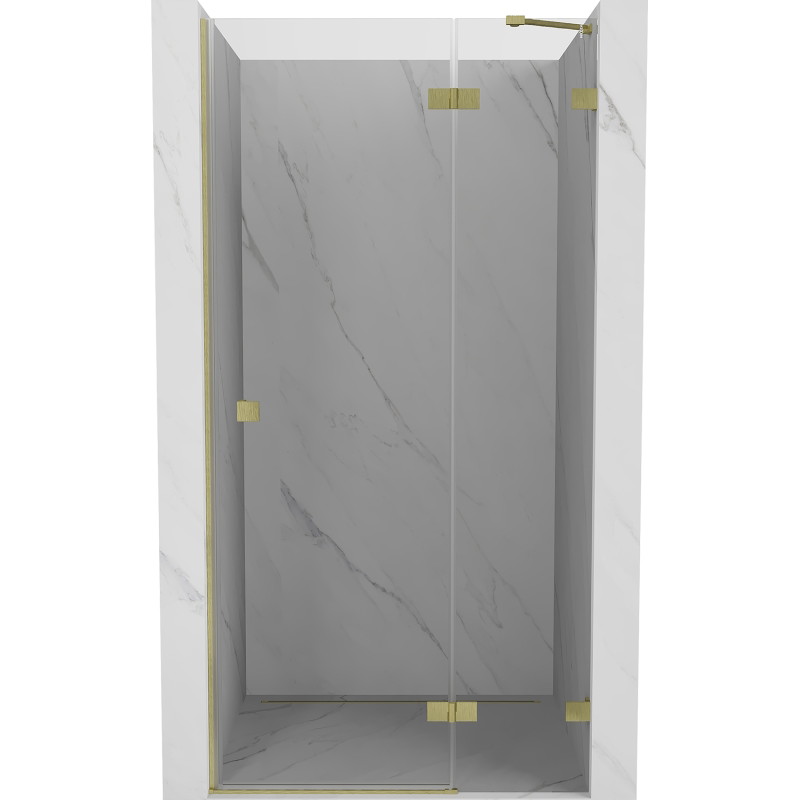 Mexen Lunar dušinurga parempoolsed uksed 120 cm, läbipaistev, harjatud kuldne - 834-120-000-55-00-P