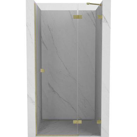 Mexen Lunar dušinurga parempoolsed uksed 120 cm, läbipaistev, harjatud kuldne - 834-120-000-55-00-P