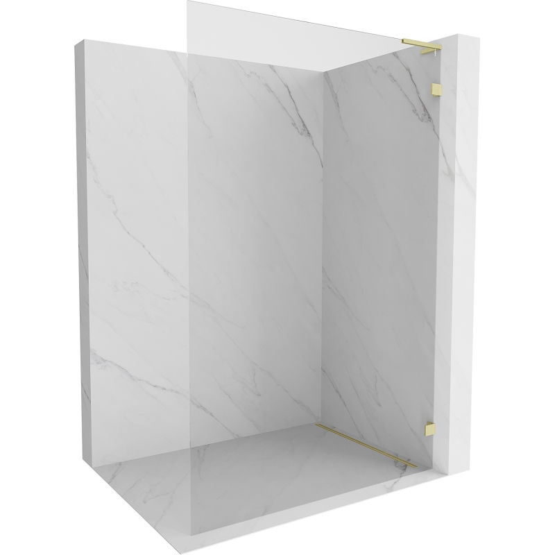 Mexen Lunar L douchewand Walk-in rechts 80 x 200 cm, transparant 8 mm, goud geborsteld - 830L-080-000-55-00-P