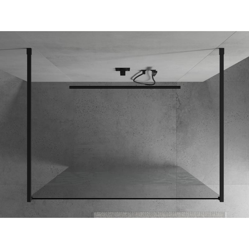 Mexen Kioto paroi de douche autoportante 100 x 200 cm, motif blanc 8 mm, noire - 800-100-002-70-85