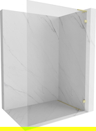 Mexen Lunar L parede de duche Walk-in direita 90 x 200 cm, transparente 8 mm, dourado escovado - 830L-090-000-55-00-P