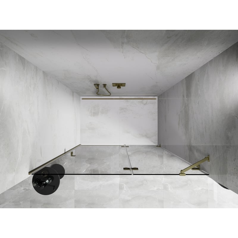 Mexen Lunar porte de douche pivotante droite 130 cm, transparent, or brossé - 834-130-000-55-00-P