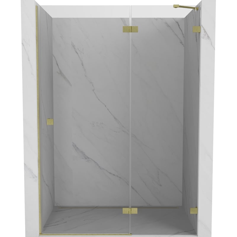 Mexen Lunar puerta de ducha abatible derecha 135 cm, transparente, oro cepillado - 834-135-000-55-00-P