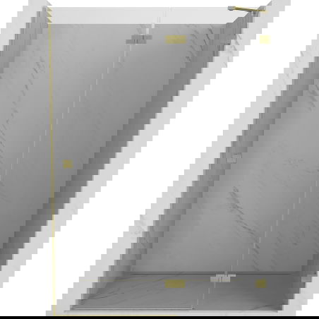 Mexen Lunar dušas durvis labās eņģes 135 cm, caurspīdīgas, matēts zelts - 834-135-000-55-00-P