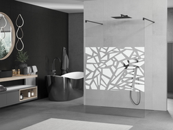 Mexen Kioto freestanding shower wall 120 x 200 cm, white pattern 8 mm, black - 800-120-002-70-85
