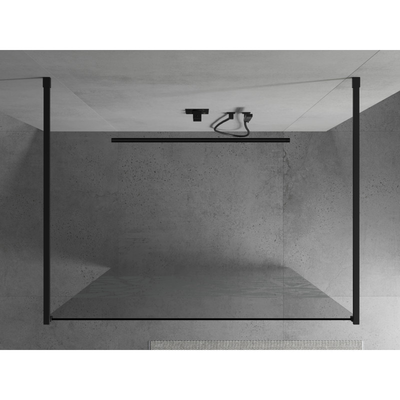Mexen Kioto mampara de ducha independiente 130 x 200 cm, diseño blanco 8 mm, negro - 800-130-002-70-85
