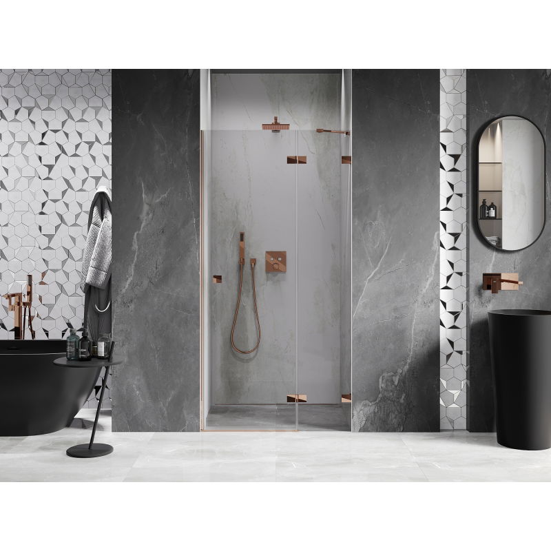 Mexen Lunar porte de douche pivotante droite 85 cm, transparent, or rose - 834-085-000-60-00-P