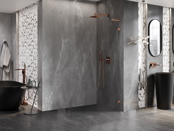 Mexen Lunar L Duschwand Walk-in rechts 60 x 200 cm, transparent 8 mm, Roségold - 830L-060-000-60-00-P