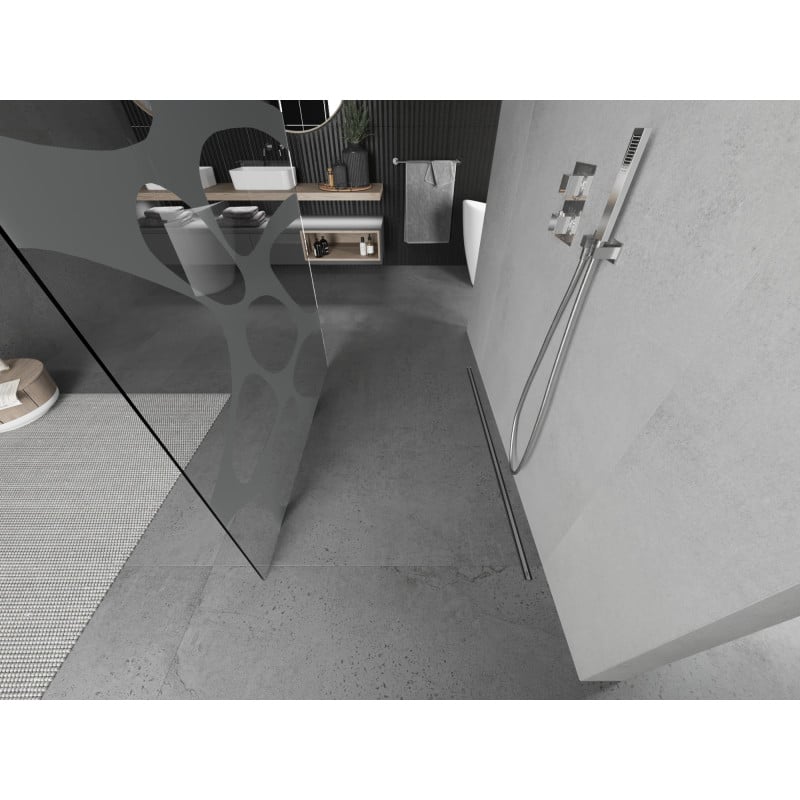 Mexen Kioto vrijestaande douchewand 100 x 200 cm, witte golf 8 mm, chroom - 800-100-002-01-97