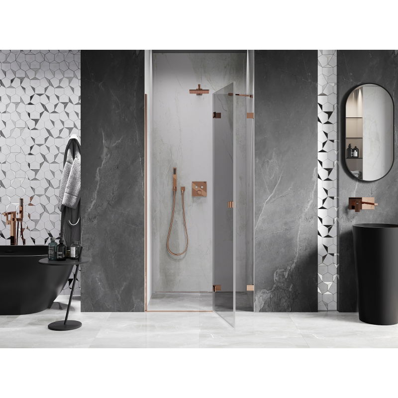 Mexen Lunar draaideur voor douche rechts 110 cm, transparant, roze goud - 834-110-000-60-00-P