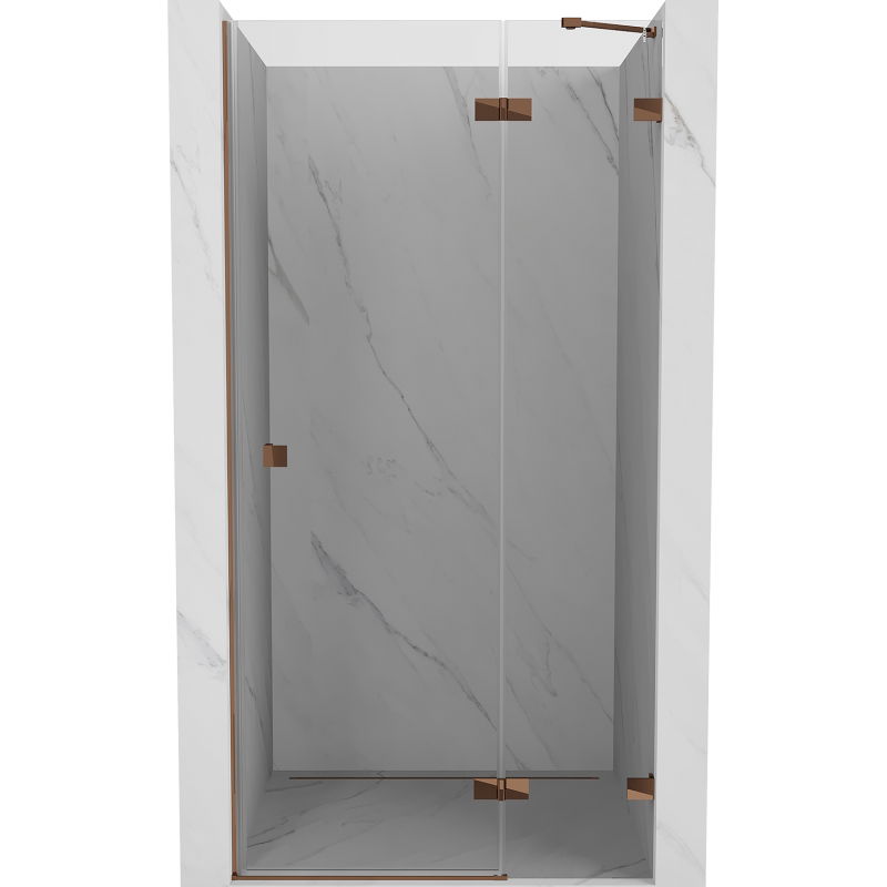 Mexen Lunar porta de chuveiro pivotante direita 115 cm, transparente, ouro rosa - 834-115-000-60-00-P