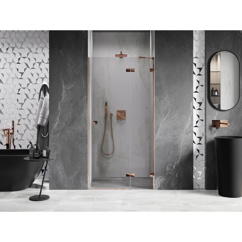 Mexen Lunar porte de douche pivotante droite 115 cm, transparent, or rose - 834-115-000-60-00-P