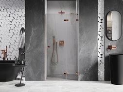 Mexen Lunar draaideur douchedeur rechts 115 cm, transparant, roze goud - 834-115-000-60-00-P