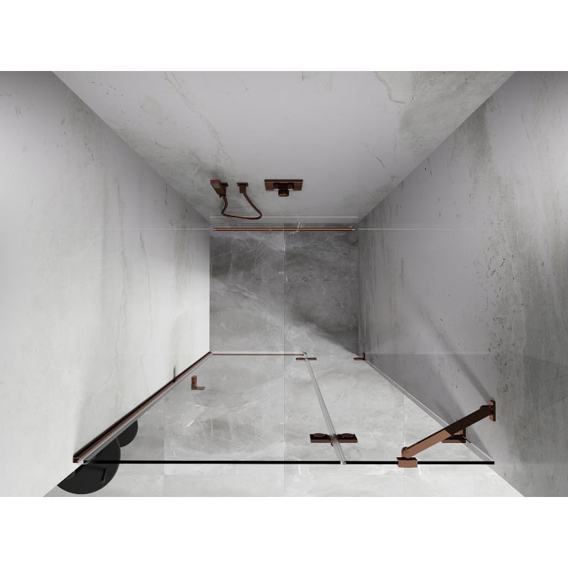 Mexen Lunar drzwi prysznicowe uchylne prawe 125 cm, transparent, różowe złoto - 834-125-000-60-00-P