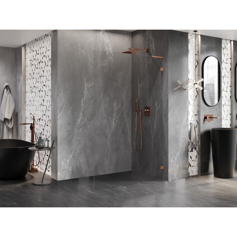 Mexen Lunar L dušisein Walk-in paremal 90 x 200 cm, läbipaistev 8 mm, roosa kuld - 830L-090-000-60-00-P