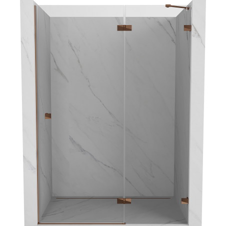 Mexen Lunar drzwi prysznicowe uchylne prawe 135 cm, transparent, różowe złoto - 834-135-000-60-00-P