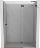 Mexen Lunar desna zakretna tuš vrata 135 cm, prozirna, ružičasto zlato - 834-135-000-60-00-P