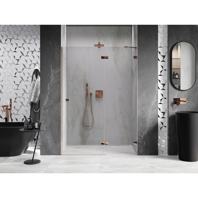 Mexen Lunar draaideur voor douche rechts 135 cm, transparant, roze goud - 834-135-000-60-00-P