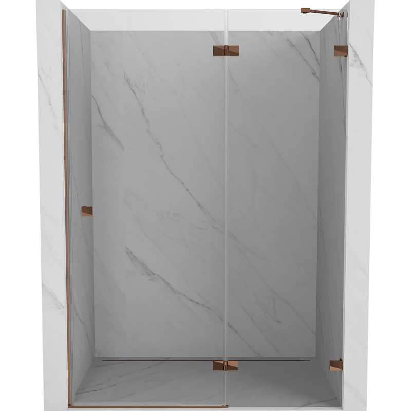 Mexen Lunar drzwi prysznicowe uchylne prawe 140 cm, transparent, różowe złoto - 834-140-000-60-00-P