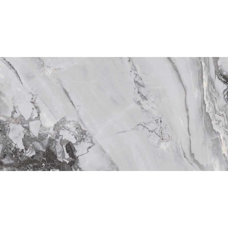 Mexen Limos Grey glazed rectified porcelain tile G1, floor and wall tile 120 x 60 cm, gloss - TL127-120-060-01