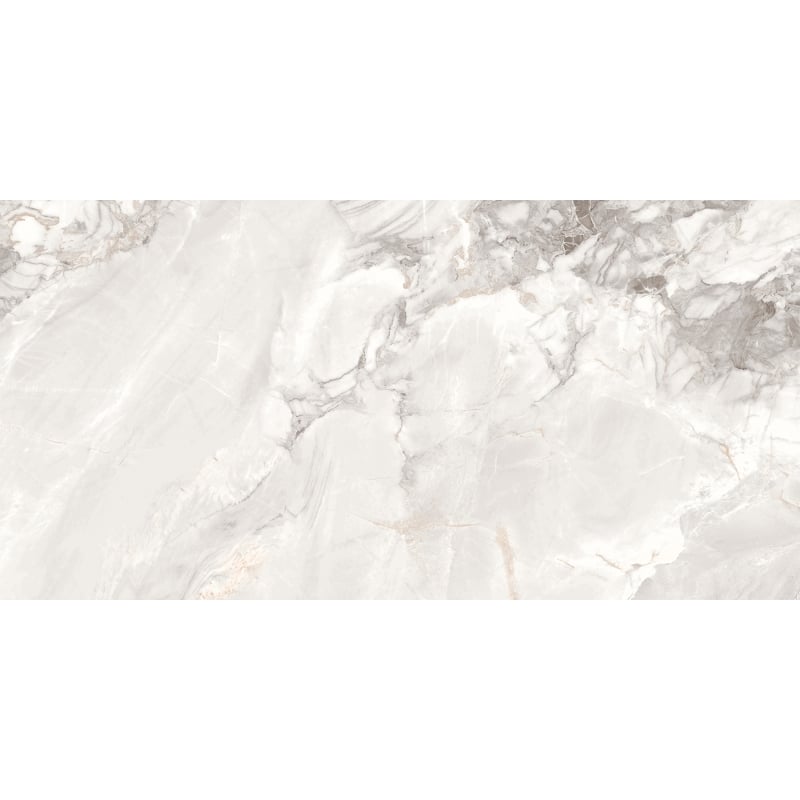 Mexen Limos White Glazed Rectified Gres Tile G1, Floor and Wall Tile 120 x 60 cm, Glossy - TL127-120-060-03