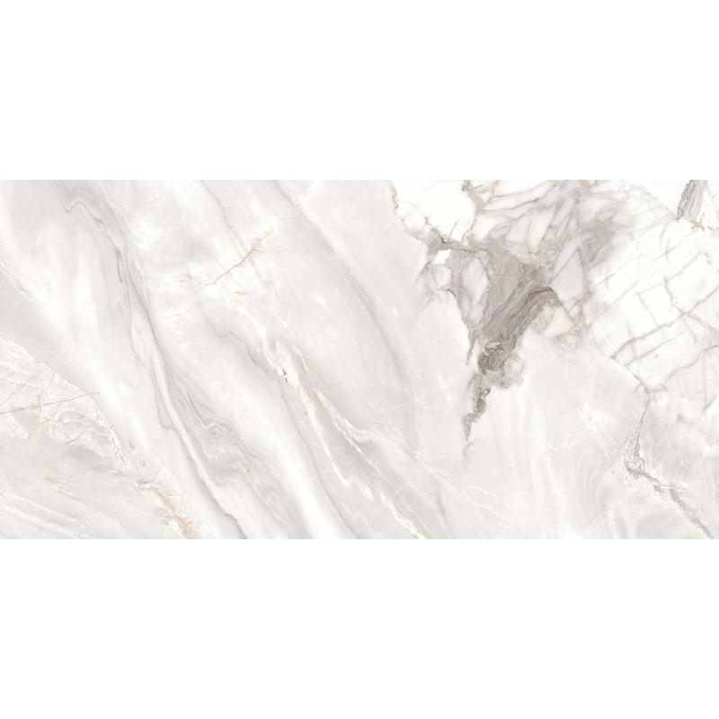 Mexen Limos White Glazed Rectified Gres Tile G1, Floor and Wall Tile 120 x 60 cm, Glossy - TL127-120-060-03