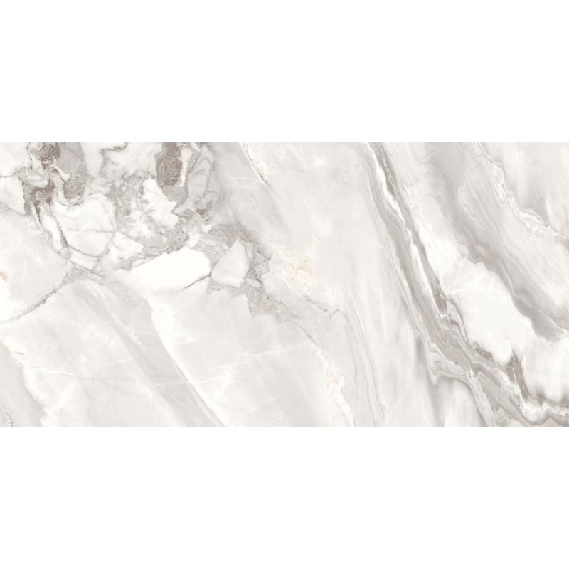 Mexen Limos White Glazed Rectified Gres Tile G1, Floor and Wall Tile 120 x 60 cm, Glossy - TL127-120-060-03