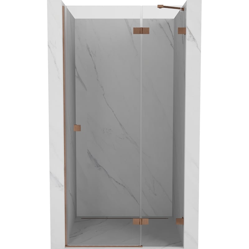 Mexen Lunar drzwi prysznicowe uchylne prawa 80 cm, transparent, miedź szczotkowana - 834-080-000-65-00-P