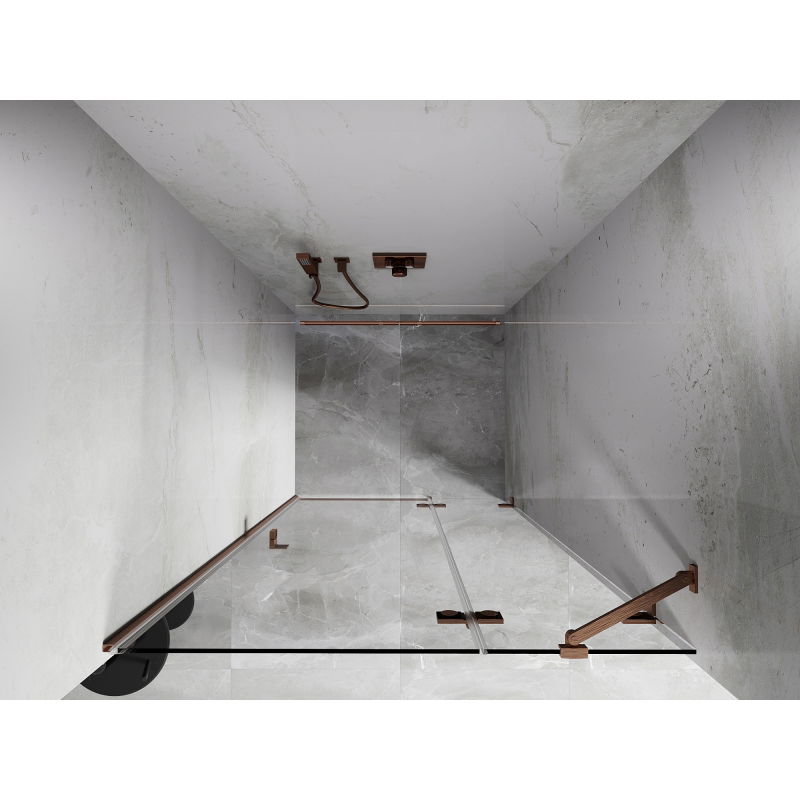 Mexen Lunar porte de douche pivotante droite 85 cm, transparent, cuivre brossé - 834-085-000-65-00-P