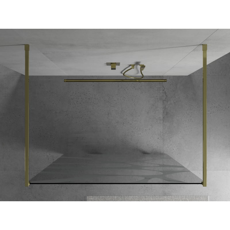 Mexen Kioto vrijstaande douchewand 120 x 200 cm, witte golf 8 mm, goud - 800-120-002-50-97