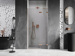Mexen Lunar scharnierdeur douche rechts 115 cm, transparant, geborsteld koper - 834-115-000-65-00-P
