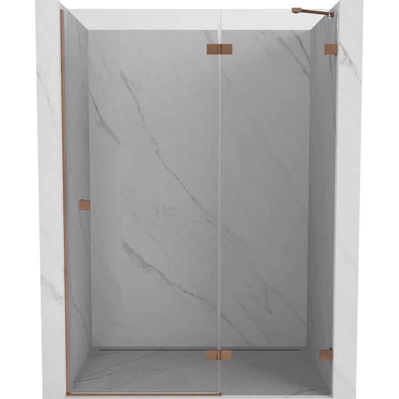 Mexen Lunar desna odprta tuš vrata 130 cm, prozorna, brušen baker - 834-130-000-65-00-P