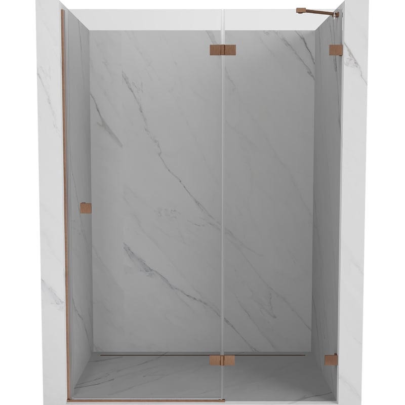 Mexen Lunar puerta de ducha batiente derecha 130 cm, transparente, cobre cepillado - 834-130-000-65-00-P