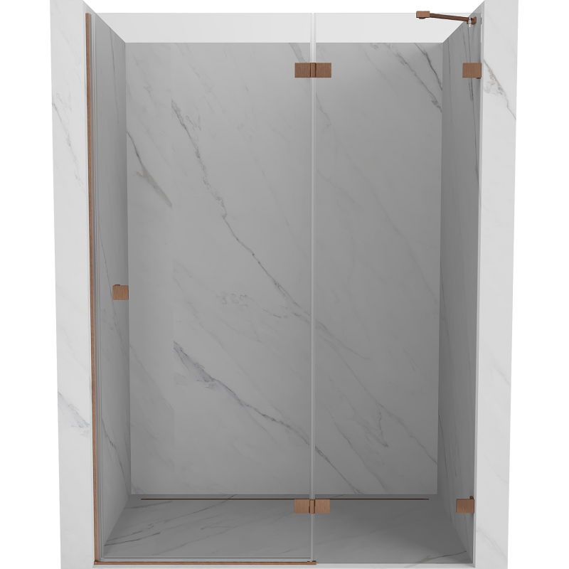 Mexen Lunar douchedeur scharnierend rechts 135 cm, transparant, geborsteld koper - 834-135-000-65-00-P