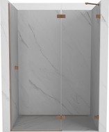Mexen Lunar desna zakretna tuš vrata 135 cm, prozirna, brušena bakar - 834-135-000-65-00-P