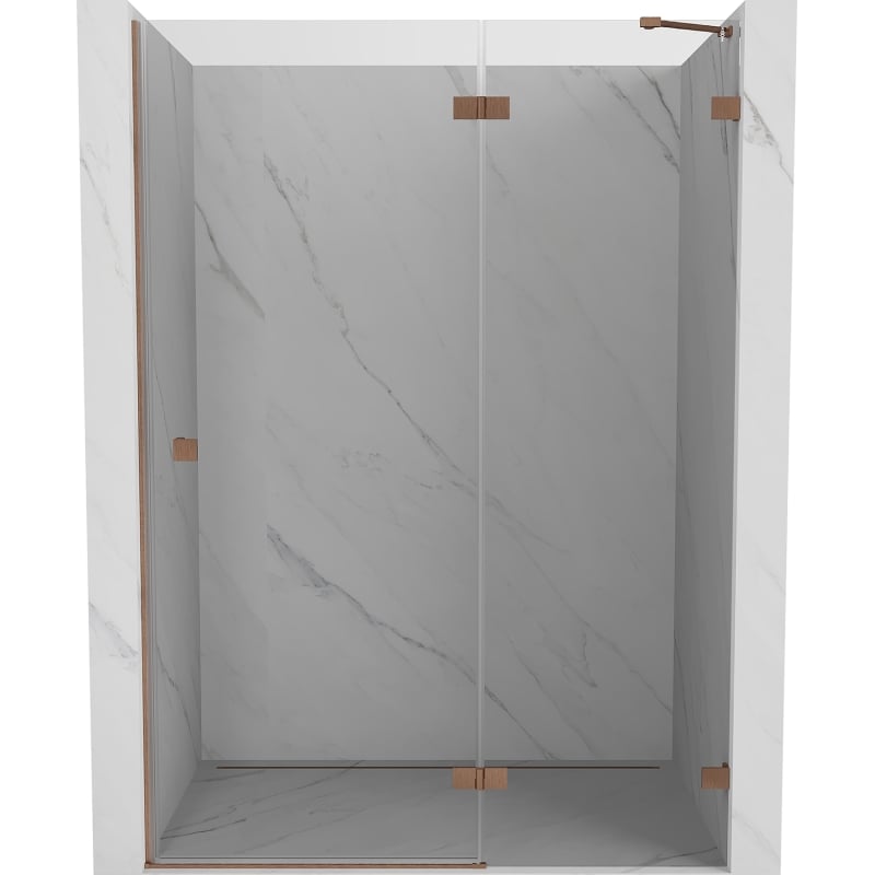 Mexen Lunar desna zakretna tuš vrata 140 cm, prozirna, brušena bakar - 834-140-000-65-00-P
