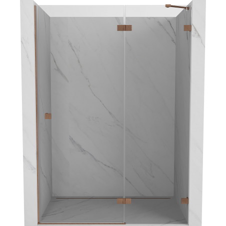 Mexen Lunar drzwi prysznicowe uchylne prawa 140 cm, transparent, miedź szczotkowana - 834-140-000-65-00-P