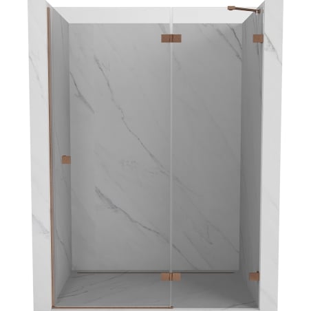 Mexen Lunar right-hand opening shower door 140 cm, transparent, brushed copper - 834-140-000-65-00-P