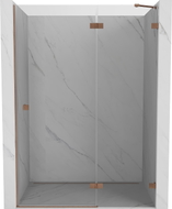 Mexen Lunar desna zakretna tuš vrata 140 cm, prozirna, brušena bakar - 834-140-000-65-00-P